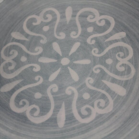 Soho Loft Blue Swirl Rustic Serving Bowl Large Melamine 11.5" Dish White NEW - Picture 4 of 5